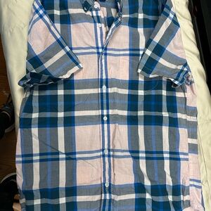 J. Crew Blue and Pink Plaid Men's Shirt